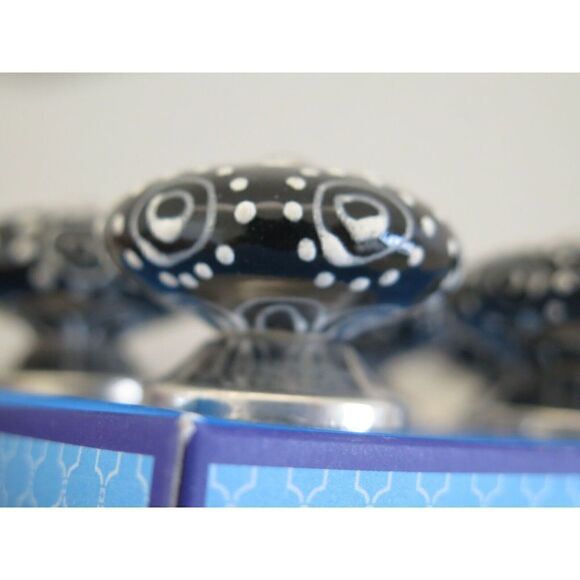 Jaipur Market Black/White Ceramic Drawer Pull Knobs, Set Of 6 - Picture 6 of 6
